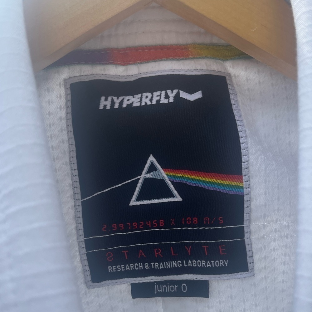 HYPERFLY Jiu Jitsu Junior kids sz 0 New Junior Starlyte White Black w/ backpack - Picture 6 of 12